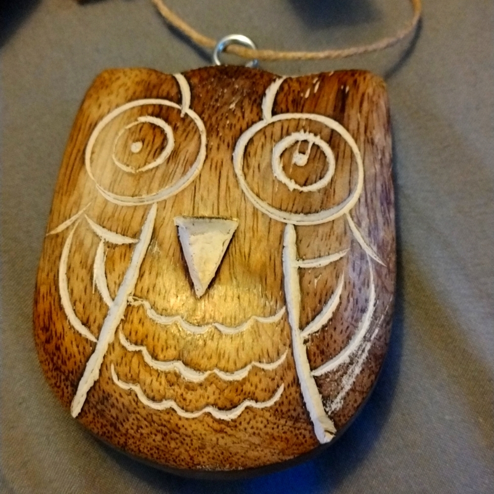 Wood carved Owl ornament Holiday